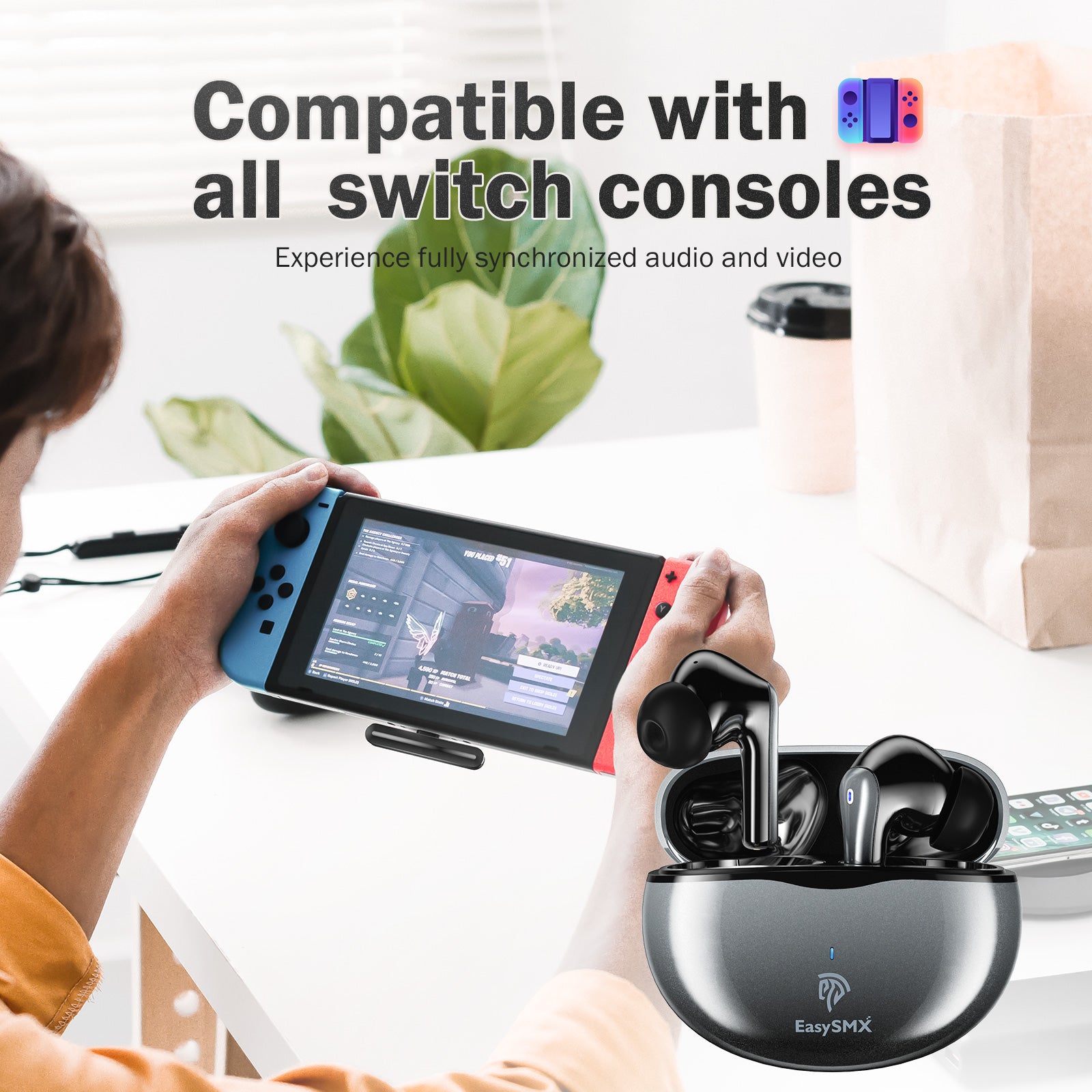 EASYSMX TG-01 Wireless Gaming Earbuds Noise Cancelling 2.4Ghz Bluetooth Earphones for PC PS5 PS4 EASYSMX TG-01 Wireless Gaming Earbuds Noise Cancelling 2.4Ghz Bluetooth Earphones for PC PS5 PS4